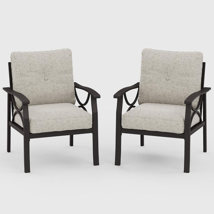 All-Weather Armchairs With Cushions, Modern Sculptural Design (Set of 2)