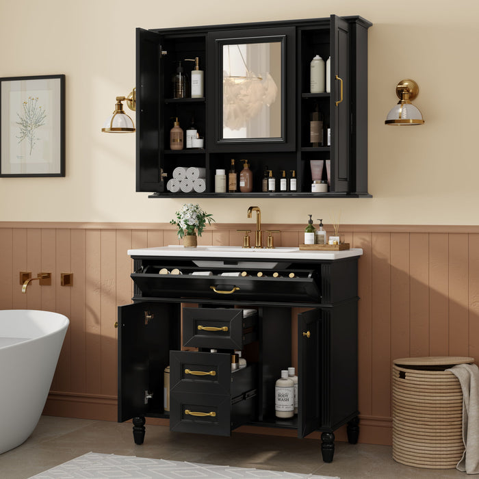 Modern Freestanding Bathroom Vanity With Sink, Cabinet, Soft-Close Drawers, Tip-Out Tray Hearth and Haven