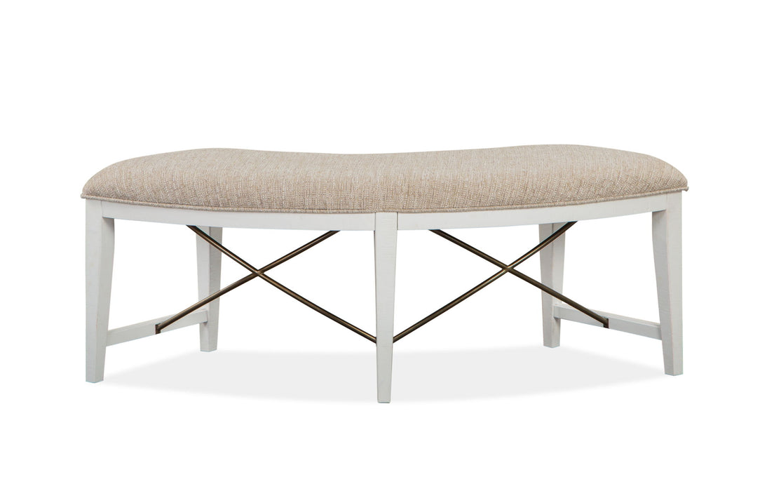 Heron Cove - Curved Bench With Upholstered Seat - Chalk White Magnussen Furniture