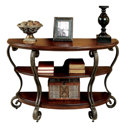 Sofa Table With Open Bottom Shelf And Ornate Scroll Detail Legs - Brown Multi Home Essentials