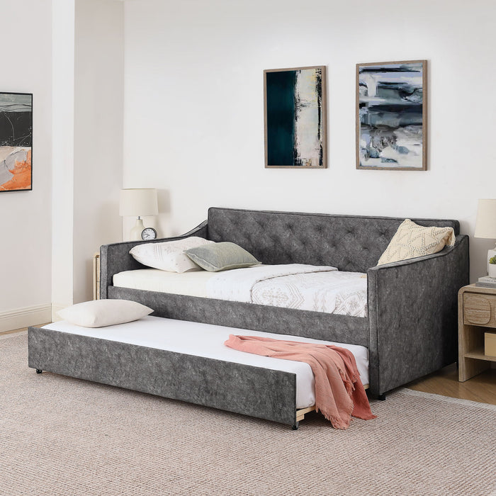 Daybed With Pop Up Trundle And USB Charging Armrest Home Essentials