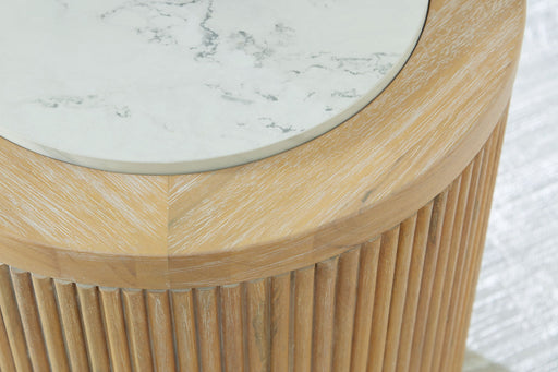 Camdill - Round End Table - Light Brown / White Signature Design by Ashley®