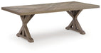 Laguna Heights - Rectangular Dining Table With Umbrella Option - Beige Signature Design by Ashley®