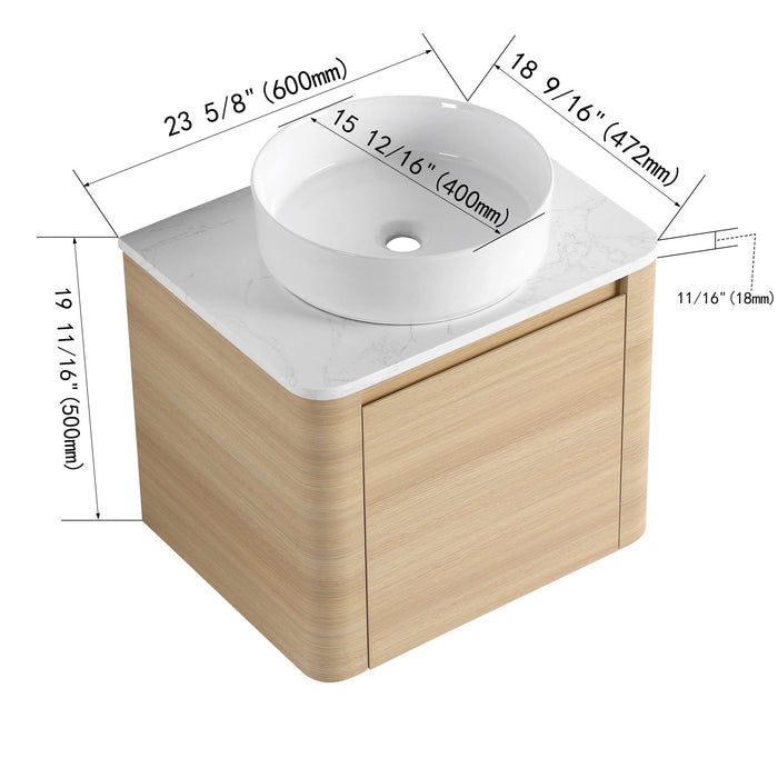 Mounted Bathroom Vanity With Art Sink & 2 Soft Close Doors Home Essentials