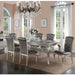Rectangle Dining Table With Glass Top And 6 Tufted Back Chairs - Gray / Silver Home Essentials