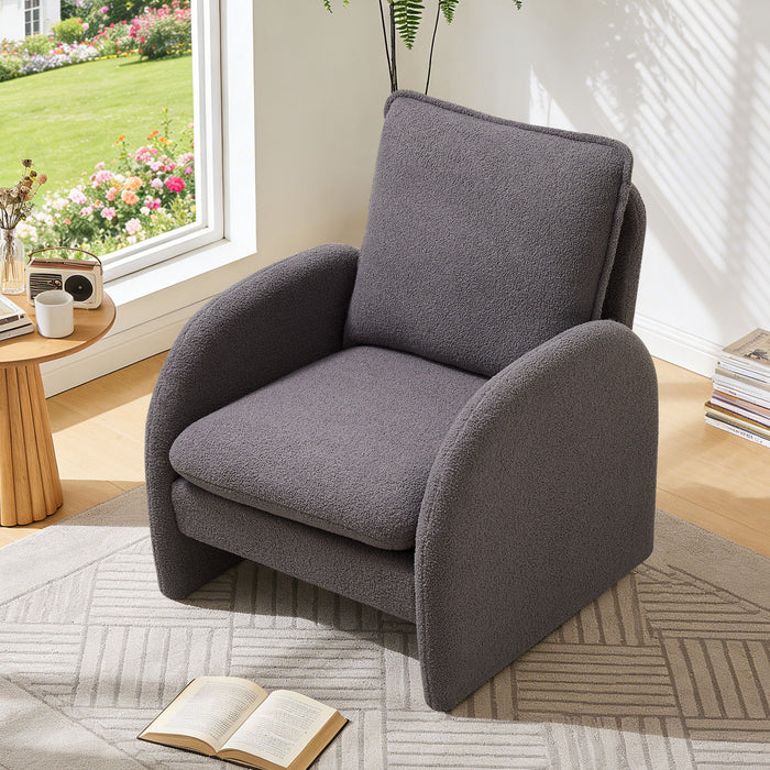 Modern Sherpa Upholstered Accent Chair, Comfortable Living Room Armchair, Lounge Chair For Bedroom, And Office Home Essentials