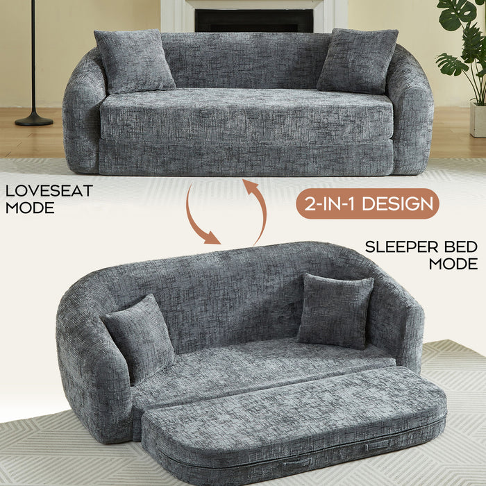 Curved Convertible Sofa, 2 In 1 Fold Out Bed With Pull Out Base And Deep Seat Home Essentials