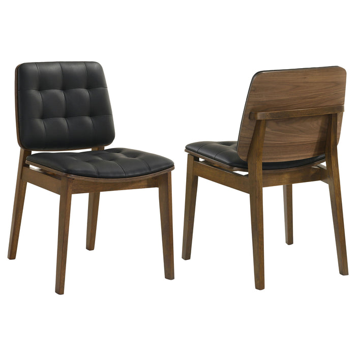 Tufted Back Dining Chairs With Tufted Upholstered Seats And Tapered Legs (Set of 2) - Black