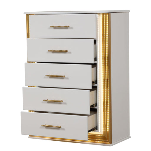 Obsession - 5 Drawer LED Chest - White Matrix Furniture Group