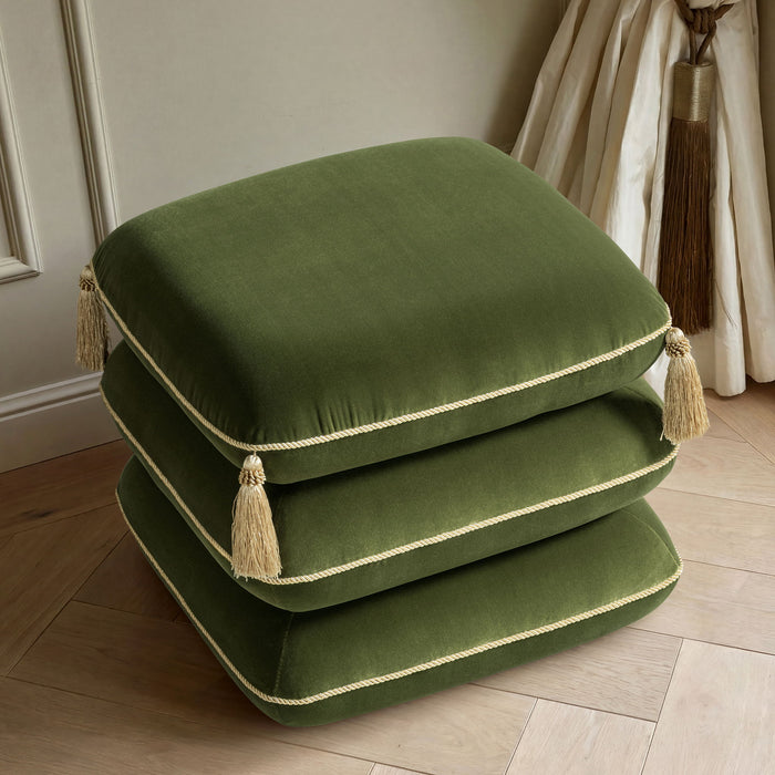 Monarch - Tassled Ottoman - Olive Green Jennifer Taylor Home