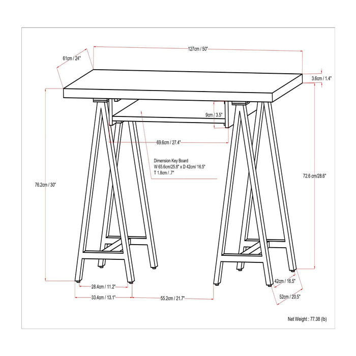 Sawhorse - Handcrafted Solid Desk Simpli-Home