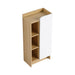 Freestanding Bathroom Side Cabinet, Narrow Storage Cabinet With Single Door & 3 Tier Open Shelves - Black / Light Oak / White Home Essentials