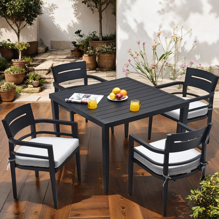 Outdoor Patio Rectangle Dining Table With Tapered Feet & Umbrella Hole