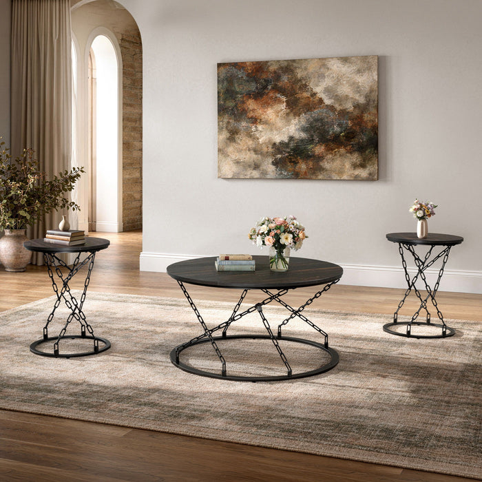 Doran - Occasional Table Set (1 Coffee & 2 End Tables) - Dark Brown / Black New Classic