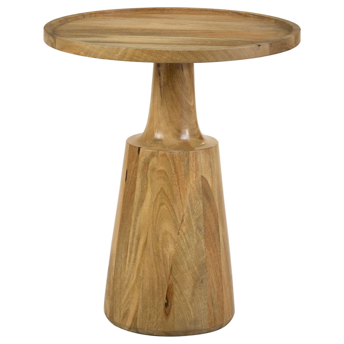 Pedestal Accent Table With Eco Friendly Base And Round Lipped Top - Brown Furniture Max