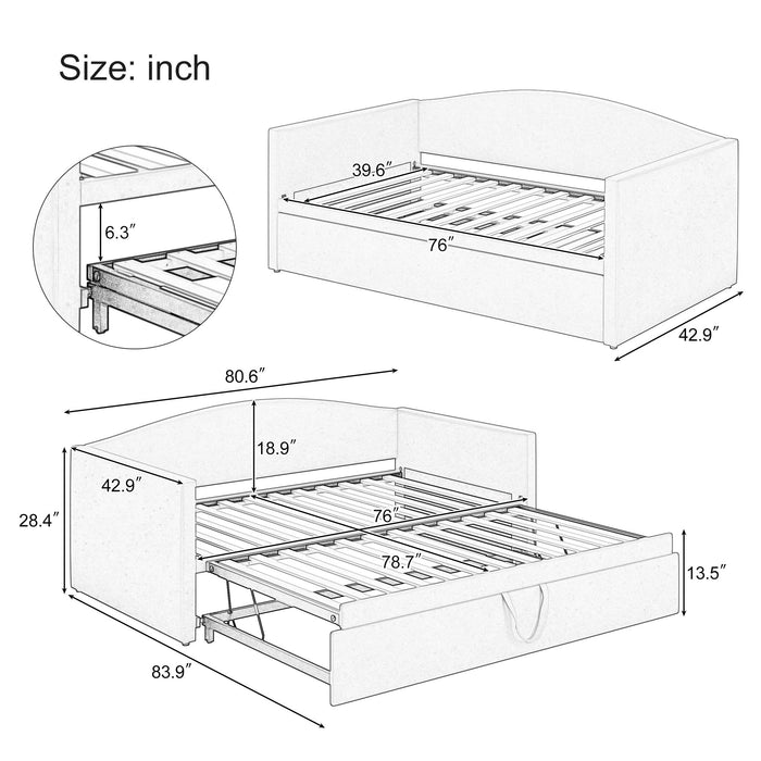 Daybed With Pop Up Trundle, Upholstered Sofa Bed Hearth and Haven