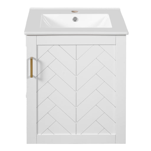 Modern Wall Mounted Bathroom Cabinet With Side Shelf And Ceramic Sink Hearth and Haven