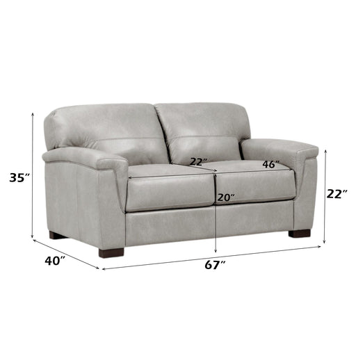 Cornelia - Loveseat - Pearl Gray Leather ACME