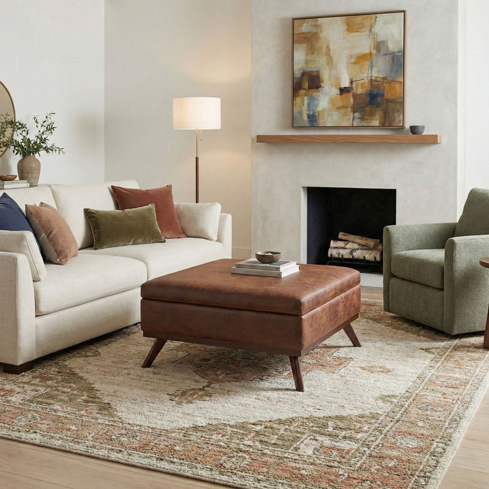 Owen - Multifunctional Square Coffee Table Storage Ottoman Simpli-Home