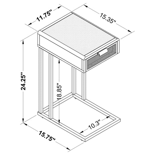 Kenneth - C Shape Side Table With Single Drawer - White Furniture Max