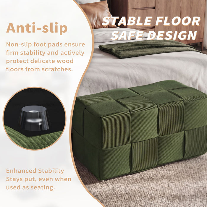 Modern Ottoman Foot Rest With Woven Design