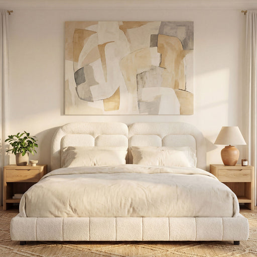 Upholstered Platform Bed With Tufted Headboard Noble House