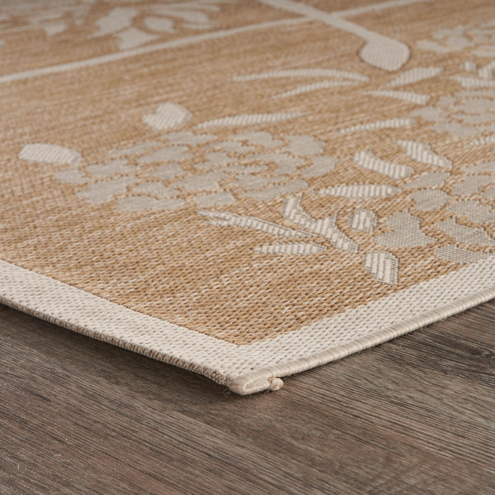 8' X 10' Floral Indoor / Outdoor Area Rug - Beige