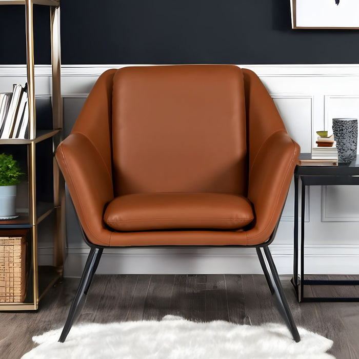 Faux Leather Lounge Chair - Brown / Black