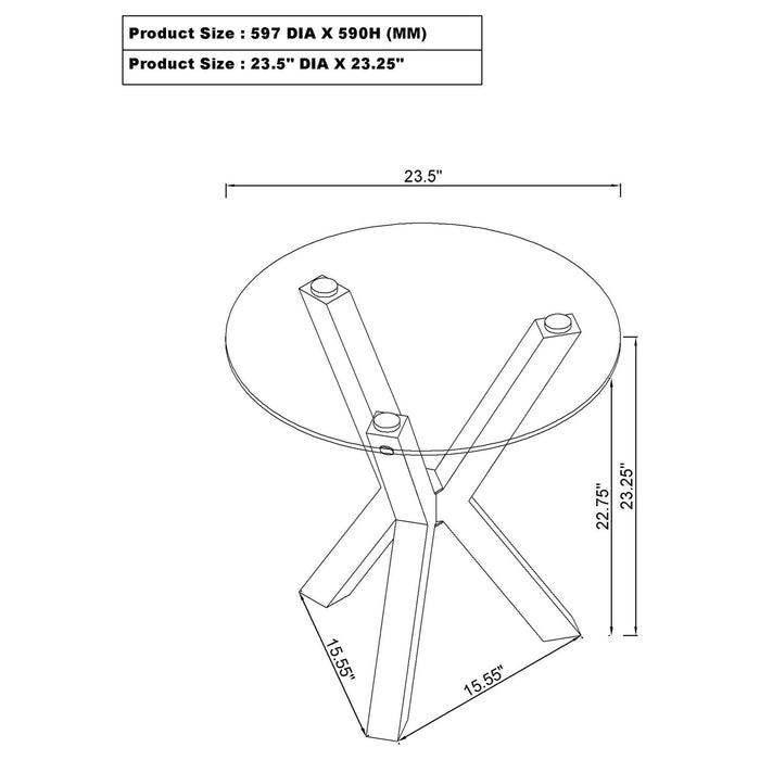 Alexa - Round Tempered Glass Top End Table - Chrome Furniture Max
