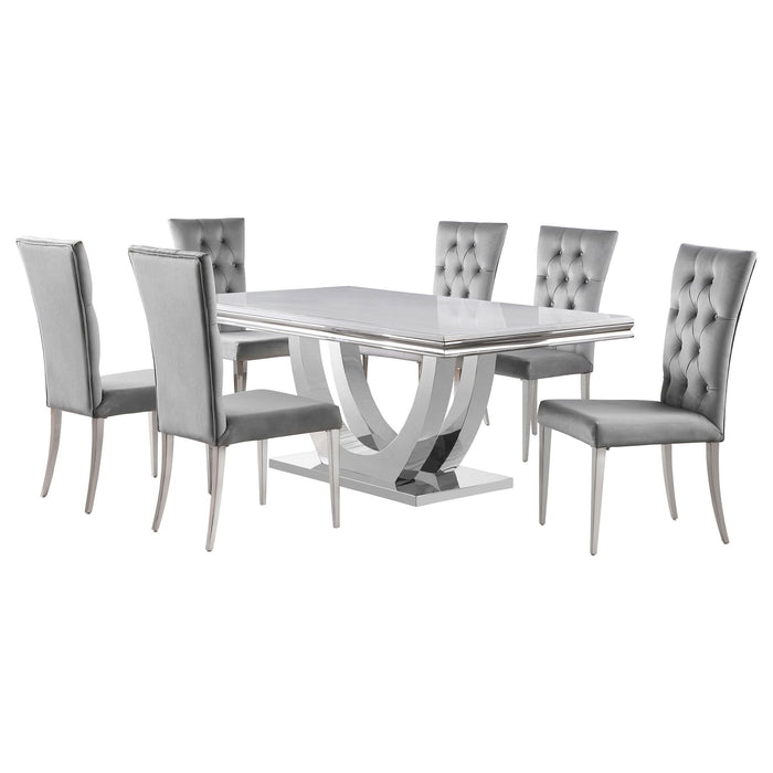 Kerw - 7 Piece Rectangular Dining Table Set - Gray