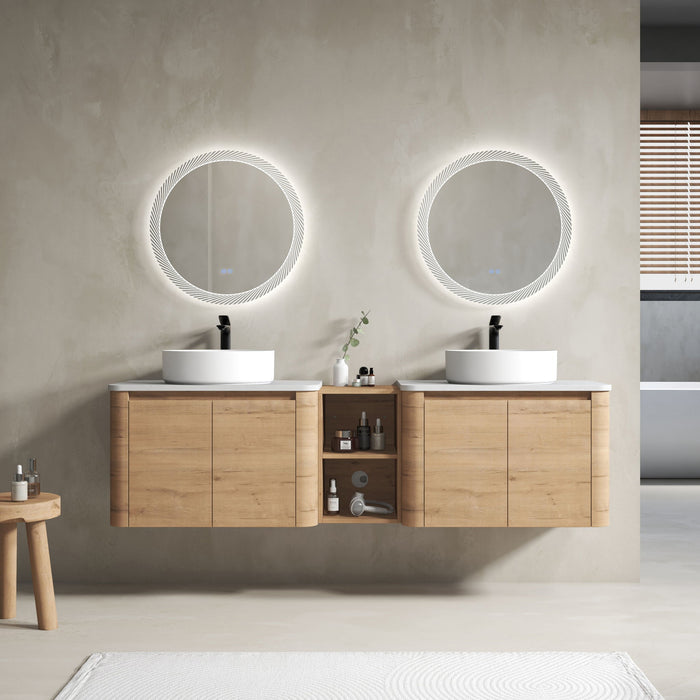 Wall Mounted Bathroom Vanity With Art Sink, 1 Storage Shelf, Soft Close Door Home Essentials