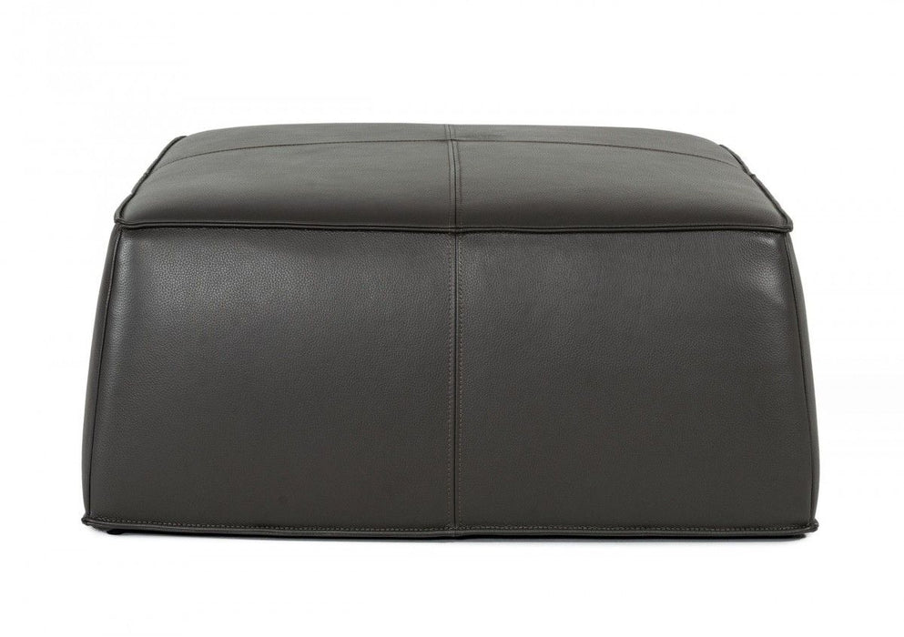 Faux Leather Cocktail Ottoman - Slate Gray