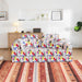 Pop Graffiti Printed Convertible Sleeper Sofa Bed, Foldable Multi Functional Couch For Living Room - White Home Essentials