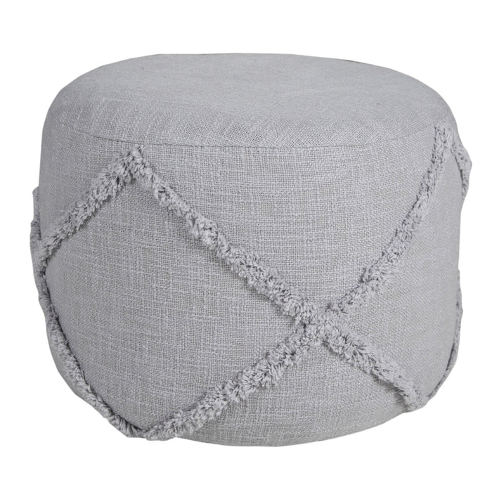 Cotton Ottoman Round - Gray