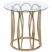 Round Glass Top Table With Polished Metal Base Furniture Max