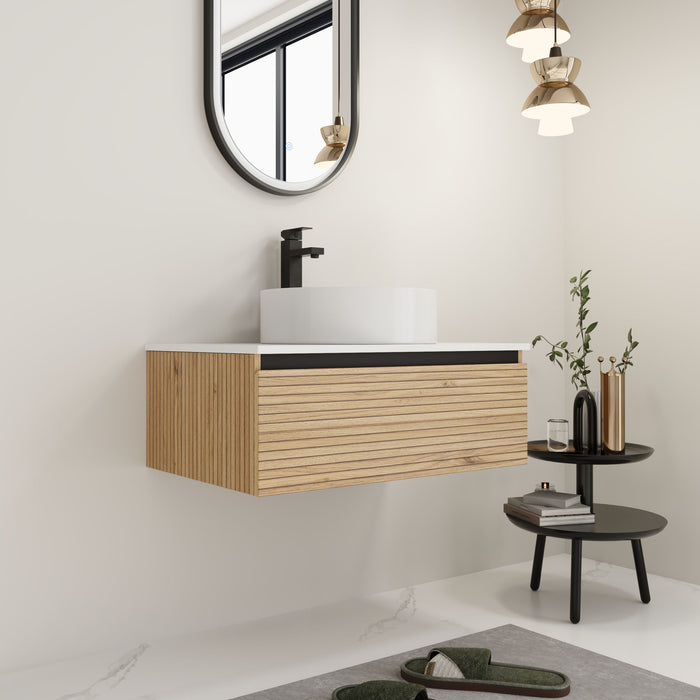 Wall Mounted Bathroom Vanity With Art Sink & 1 Soft Close Drawer Home Essentials
