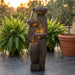 Outdoor Water Fountain, 4 Tier Cascading Bowl With Warm LED Lights For Patio - Brown / Tan Daily Nest