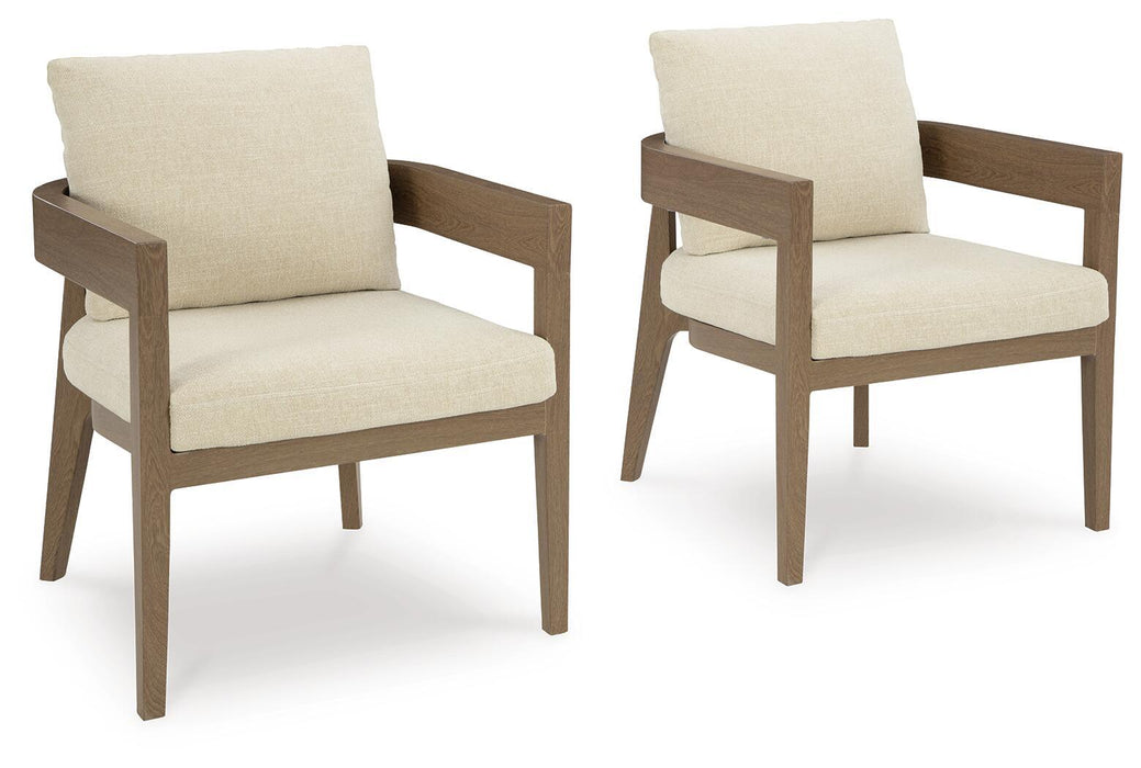 Serene Bay - Arm Chair With Cushion (Set of 2) - Dark Brown / White Signature Design by Ashley®