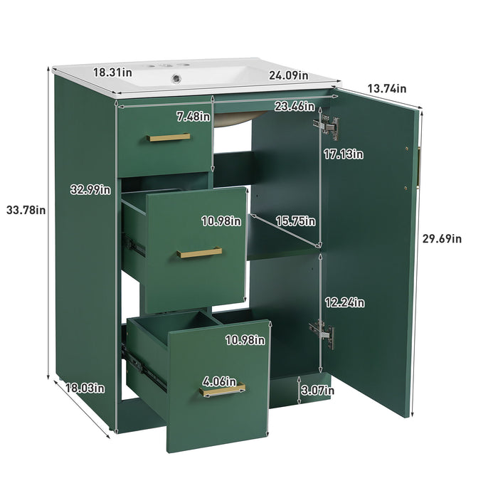 Bathroom Vanity With Under Mount Sink, 2 Drawers And Soft Closing Door