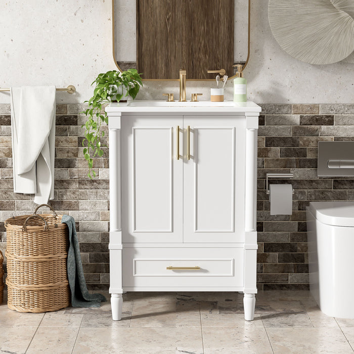 Bathroom Vanity With Ornate French Cylinder Legs, Soft Close Drawer Hearth and Haven