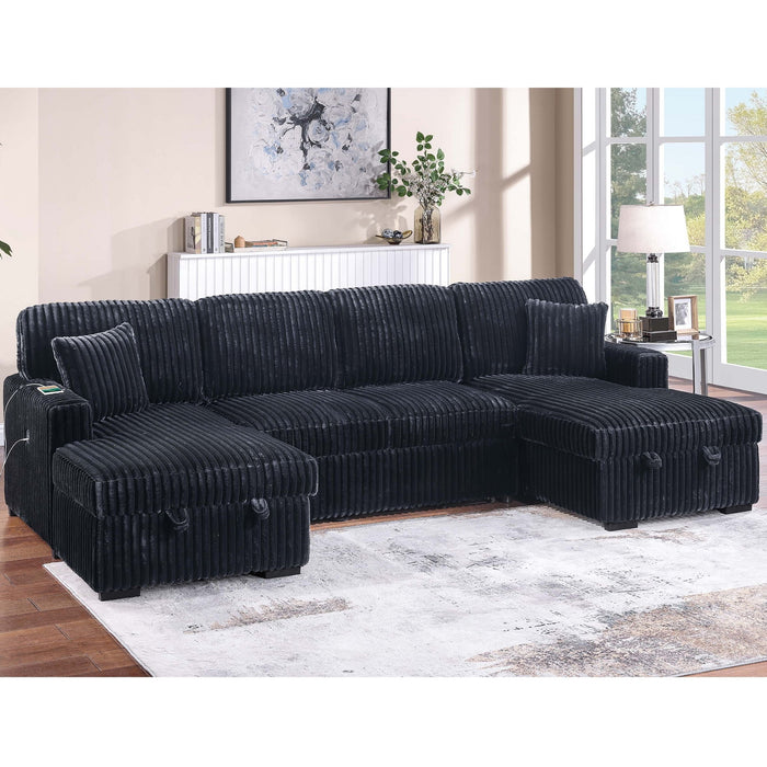 Convertible Sectional Upholstered Sleeper Sofa With Storage Chaise Home Essentials