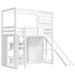Twin Size Loft Bed With Wardrobe, Storage Shelves, Slide And LED - White Hearth and Haven