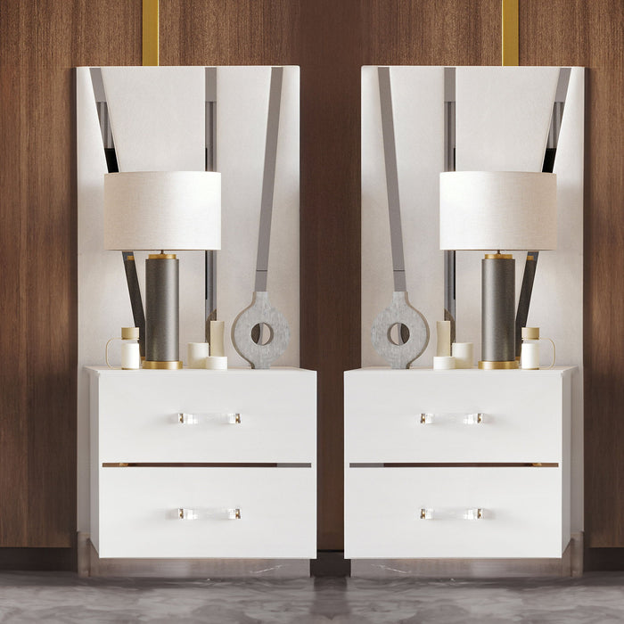 Europa - 2 Nightstands With Panels - White New Classic