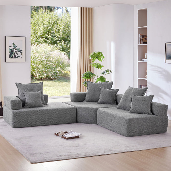 Oversized Modular Sectional Sofa, Luxury Boucle Floor Couch Set, Convertible Sleeper Couch, Spacious Foam-Filled Sofa Bed For Living Room