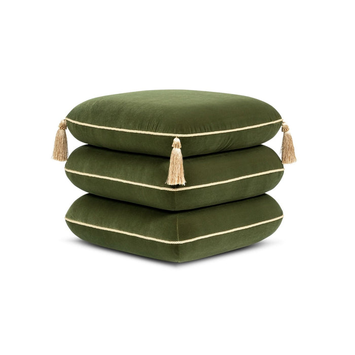 Monarch - Tassled Ottoman - Olive Green Jennifer Taylor Home