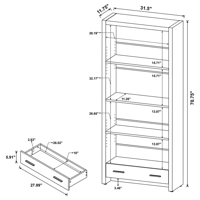 Maureen - 5 Shelf Bookcase With Drawer - Cappuccino Furniture Max