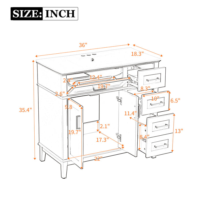 Modern Bathroom Vanity With Sink, Soft Close Doors, 4 Storage Drawers Hearth and Haven