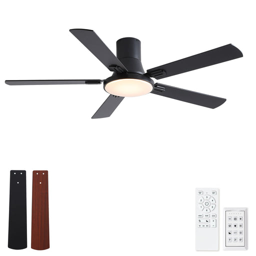Flush Mount Ceiling Fans With LED Light And Remote Control, 5 Blades Daily Nest