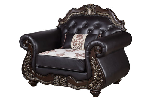 Maximus - Chair Seat Cushion & Frame, Arms, And Throw Pillow - Dark Brown New Classic