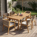 7 Piece Outdoor Dining Set With Rectangular Table And 6 Arm Chairs - Beige / Brown / Brown Mix / Light Teak Noble House